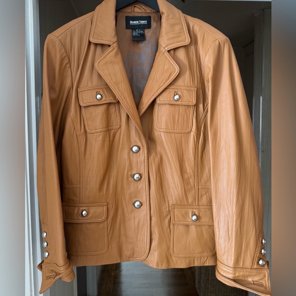 Brandon Thomas Caramel Tan Genuine Leather Jacket | Size 1X
